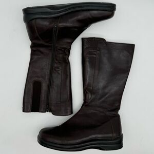 Birkenstock Footprints Mid Calf Brown Leather Moto Boots Zip Size EU 39\US 8-8.5